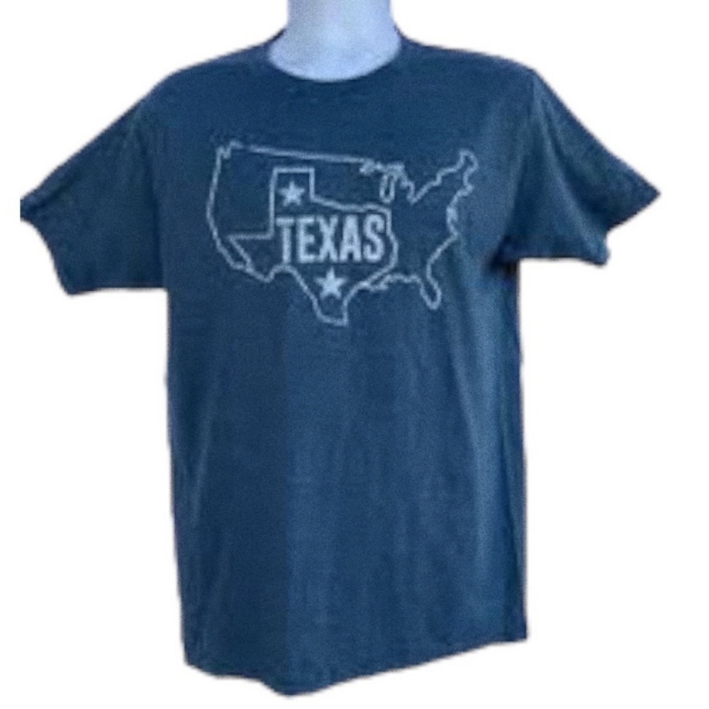 Texas logo map‎ T Shirt blue size small unisex short sleeve crew neck